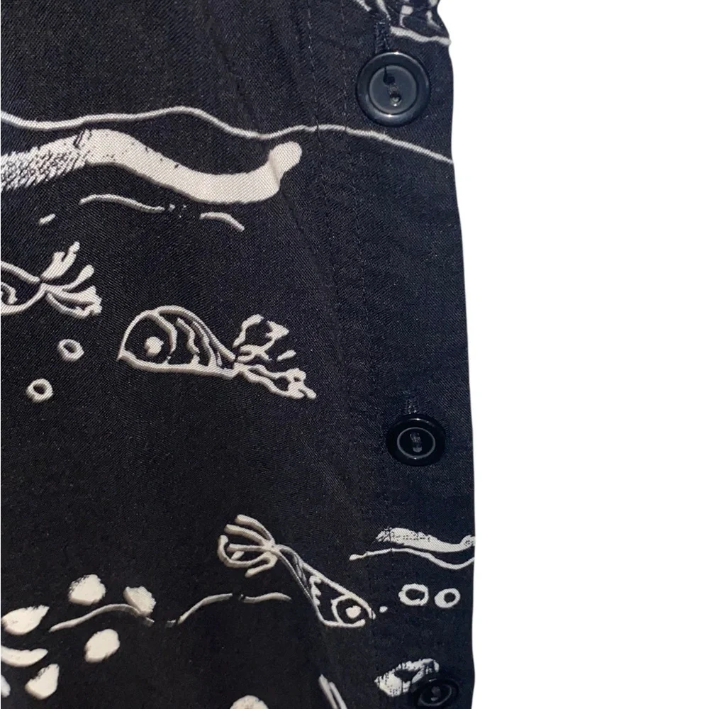 vintage 90s jennifer Moore black white Fish print tank dress vacation  coastal
